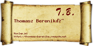 Thomasz Bereniké névjegykártya